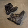 Vintage Buckle Strap Boots with Studded Detail | Women&
